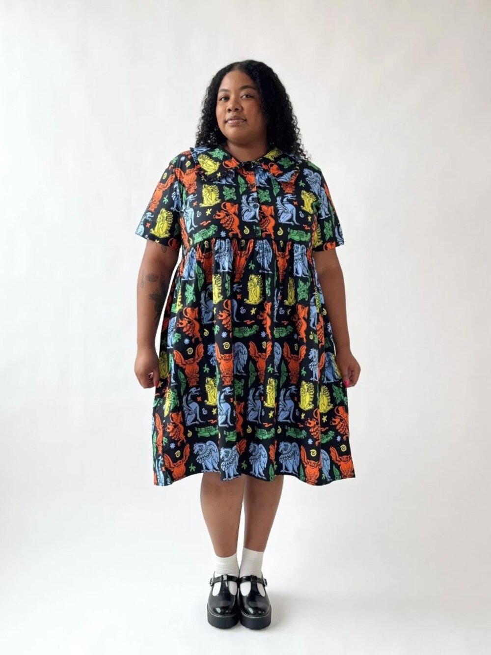 Nooworks Zoey Dress NWT Size Large Wide Collar Cotton Dress with Pockets - Picture 3 of 4